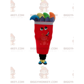 Czerwony kostium maskotki BIGGYMONKEY™ z szarymi i wielokolorowymi refleksami - Ludzkie maskotki - BiggyMonkey.com
