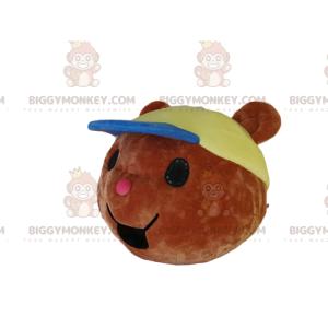 Brun bjørnunge BIGGYMONKEY™ maskotkostumehoved, med hætte -