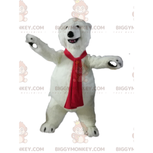 Kostým maskota ledního medvěda BIGGYMONKEY™ s červeným šátkem –