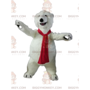 BIGGYMONKEY™ Isbjörnsmaskotdräkt med röd halsduk - Bärmaskot - BIGGYMONKEY_014528 - BiggyMonkey.com