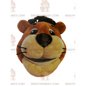 Tiger BIGGYMONKEY™ Maskottchen-Kostümkopf mit breitem Lächeln -