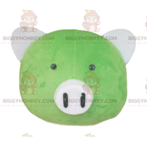 BIGGYMONKEY™ Maskottchenkostüm Grüner Schweinekopf mit weißer