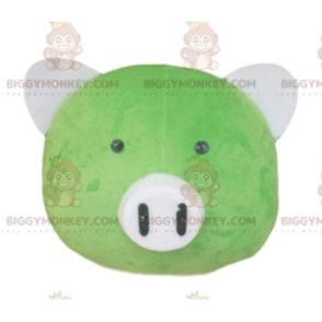 BIGGYMONKEY™ Μασκότ Κοστούμι Κεφαλή Green Pig με λευκό ρύγχος -
