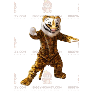 Στολή μασκότ Tiger BIGGYMONKEY™ με λευκή χαίτη και χαριτωμένο