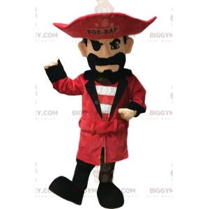 Pirate BIGGYMONKEY™ Mascot Costume with Red Hat and Black Beard