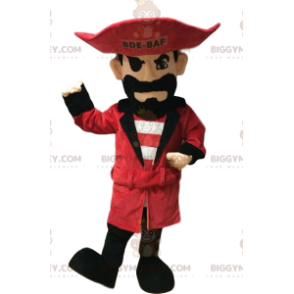 Pirate BIGGYMONKEY™ Mascot Costume with Red Hat and Black Beard