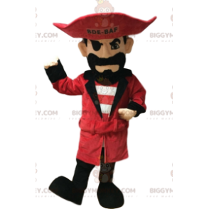 Traje de mascote de pirata BIGGYMONKEY™ com chapéu vermelho e