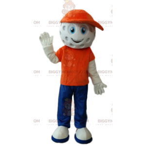 Kostium maskotki postaci BIGGYMONKEY™ z głową piłki golfowej -