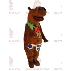 Hippopotamus BIGGYMONKEY™ Mascot Costume with Leaf Collar and