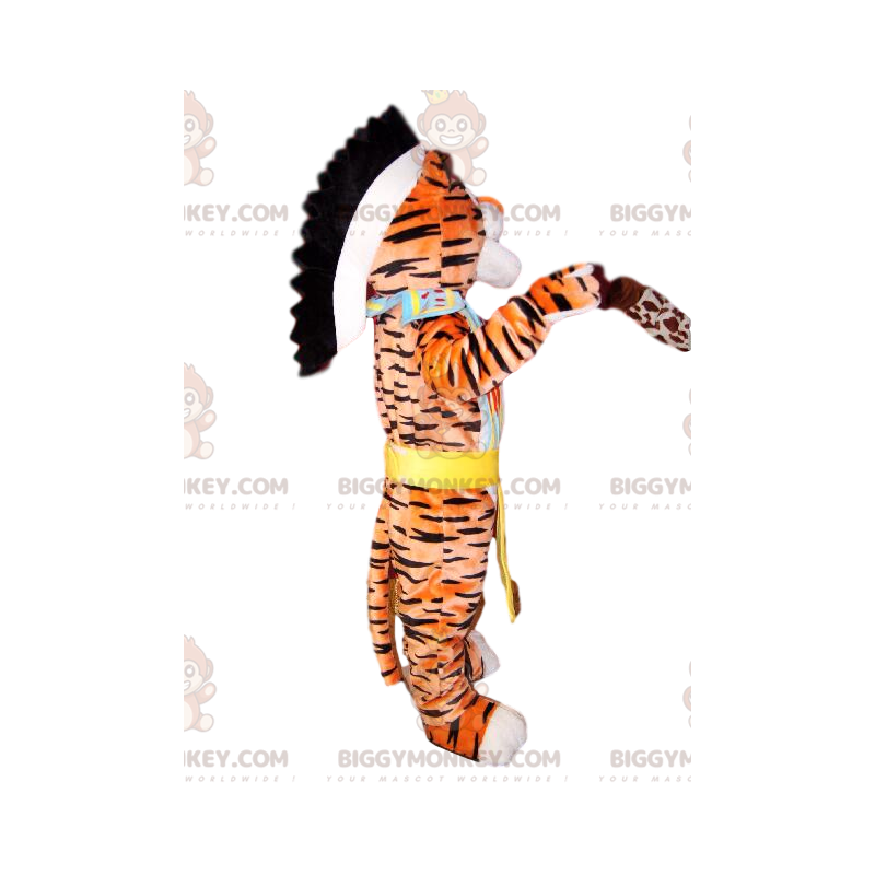 Tiger BIGGYMONKEY™ Mascot Costume with Native American Costume Tiger BIGGYMONKEY™ Mascot Costume with Native American Costume