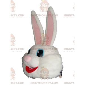 Very Happy White Rabbit BIGGYMONKEY™ Mascot Costume Head -