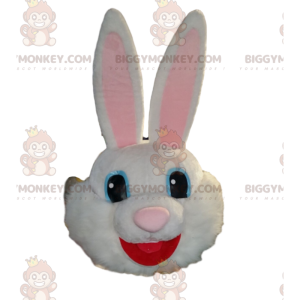 Very Happy White Rabbit BIGGYMONKEY™ Mascot Costume Head -