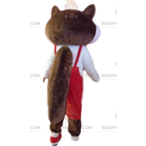 BIGGYMONKEY™ maskotkostume Brunt og hvidt egern med røde