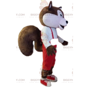 BIGGYMONKEY™ Mascot Costume Brown and White Squirrel with Red