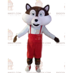 BIGGYMONKEY™ Mascot Costume Brown and White Squirrel with Red