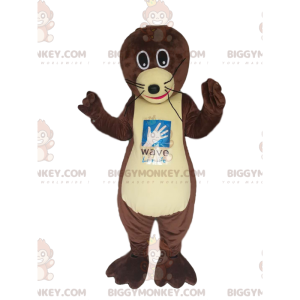 BIGGYMONKEY™ Mascot Costume of Brown Otter with Big Black Eyes!