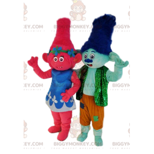 Duo di costumi mascotte BIGGYMONKEY™ fucsia e orco blu -