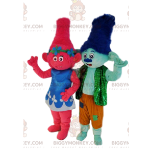 Fuksja i niebieski mały ogr duet kostiumów maskotek