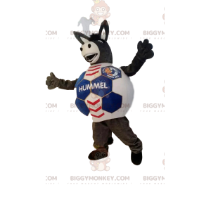 BIGGYMONKEY™ mascottekostuum bruine ezel met voetballichaam -