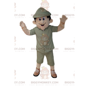Herre BIGGYMONKEY™ Mascot Costume Khaki Safari Outfit -