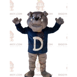 Costume de mascotte BIGGYMONKEY™ de bull-dog gris au regard