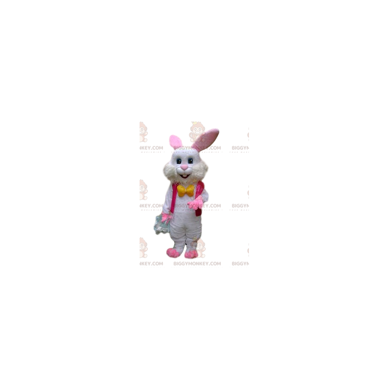 Costume da mascotte BIGGYMONKEY™ da coniglio bianco con giacca Costume da mascotte BIGGYMONKEY™ da coniglio bianco con giacca