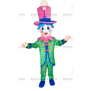 Smiling Character BIGGYMONKEY™ Mascot Costume with Green Suit