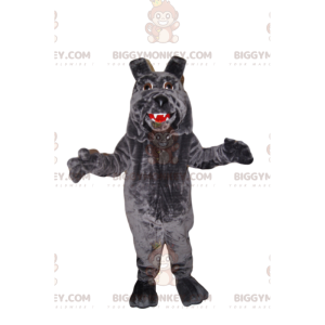 Costume de mascotte BIGGYMONKEY™ de chien gris avec de grandes