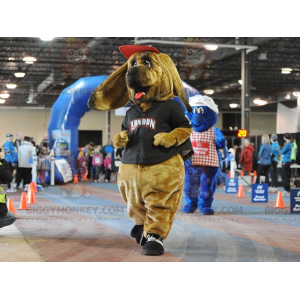 BIGGYMONKEY™ Brun Basset Hound Dog Mascot Kostume i sportstøj -