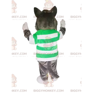 Traje de mascote de lobo cinzento BIGGYMONKEY™ com camisa