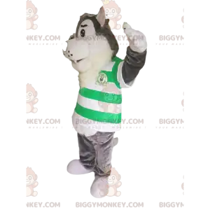 Traje de mascote de lobo cinzento BIGGYMONKEY™ com camisa