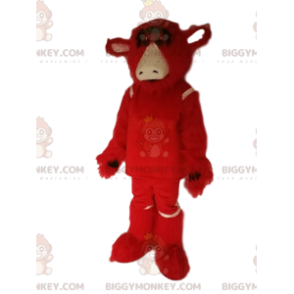 Red Cow BIGGYMONKEY™ Mascot Costume With A Loving Look -