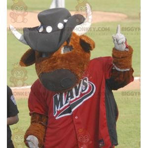 Brown Cow BIGGYMONKEY™ Mascot Costume In Sportswear With Hat -