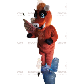 Brown Boar BIGGYMONKEY™ Mascot Costume With Gorgeous Crest –
