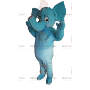Blue Elephant BIGGYMONKEY™ Mascot Costume with Cute Trunk -