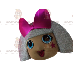 Girl BIGGYMONKEY™ Mascot Costume Head with Silver Hair and