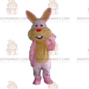 Disfraz de mascota BIGGYMONKEY™ Conejo rosa y amarillo con