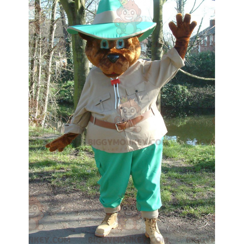BIGGYMONKEY™ ruskeankarhun maskottiasu Explorer-asussa - BIGGYMONKEY™ ruskeankarhun maskottiasu Explorer-asussa -