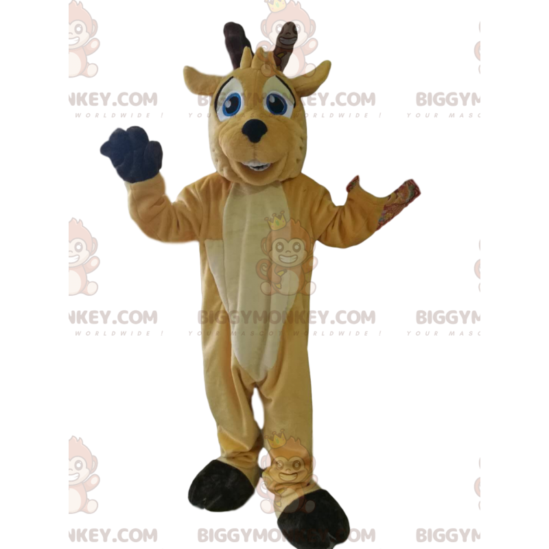 Costume de mascotte BIGGYMONKEY™ de daim avec un grand sourire