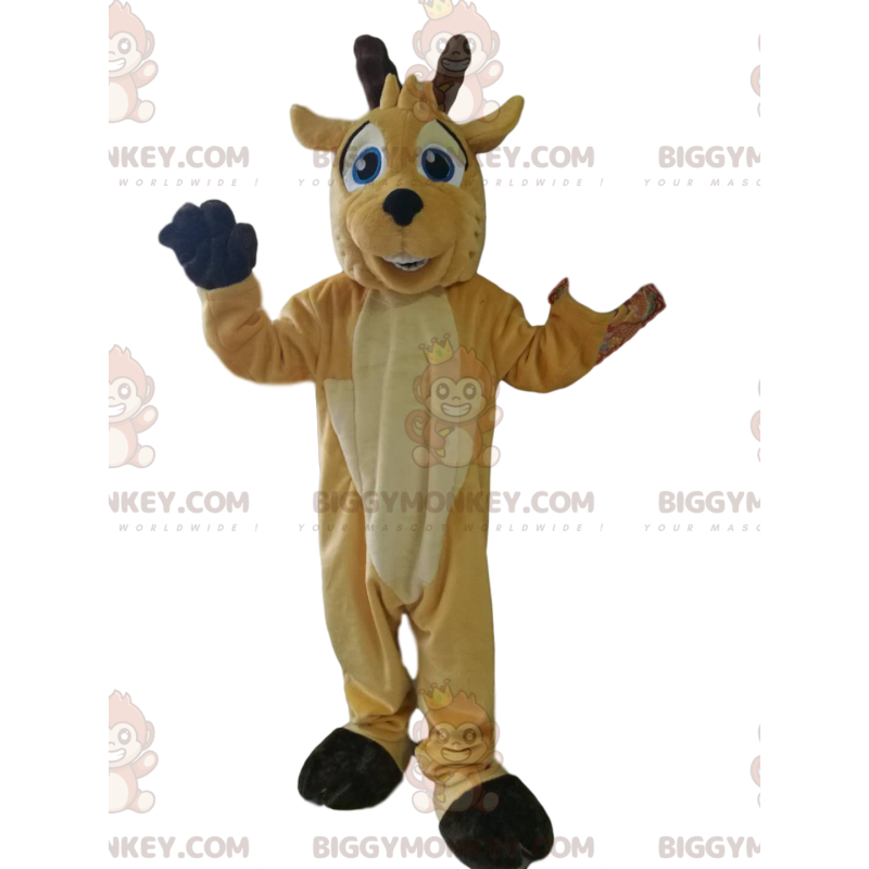 Traje de mascote Buckskin BIGGYMONKEY™ com grande sorriso e