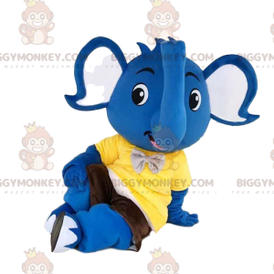 Blauwe babyolifant BIGGYMONKEY™ mascottekostuum met geel