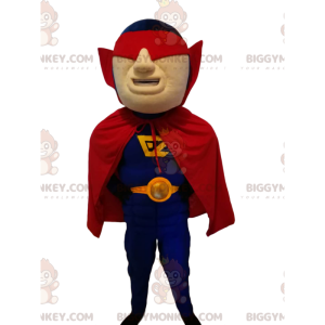 Superhero BIGGYMONKEY™ Mascot Costume with Red Mask and Cape -