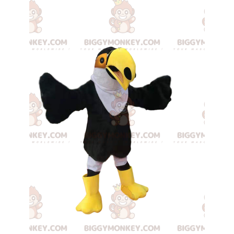 BIGGYMONKEY™ mascottekostuum van zwart-witte toekan met BIGGYMONKEY™ mascottekostuum van zwart-witte toekan met