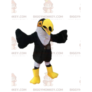  Disfraz de mascota BIGGYMONKEY™ de tucán blanco y negro con hermoso pico amarillo - Mascota del pájaro - BiggyMonkey.com