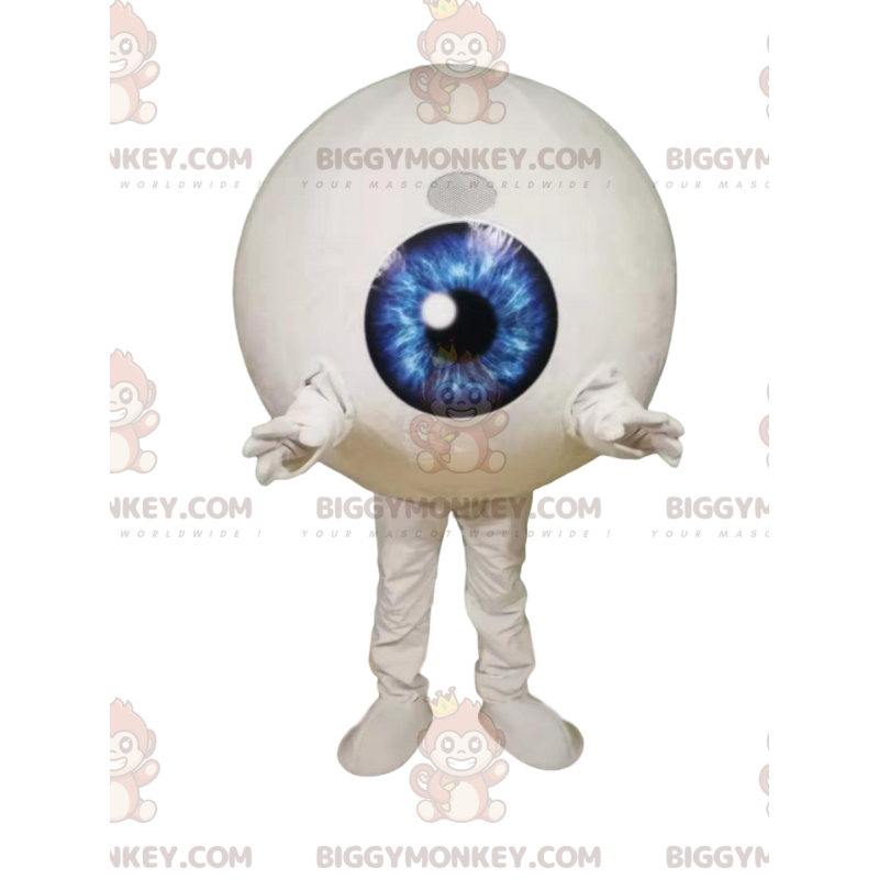 Traje de mascote de olho BIGGYMONKEY™ com íris azul eletrizante