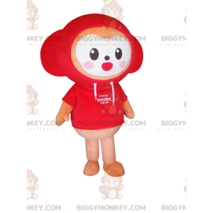 Traje de mascote BIGGYMONKEY™ de ursinho laranja com capuz