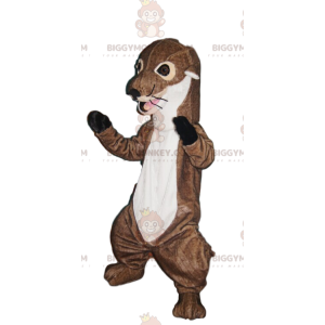 Braun-weißer Otter BIGGYMONKEY™ Maskottchen-Kostüm. Otter