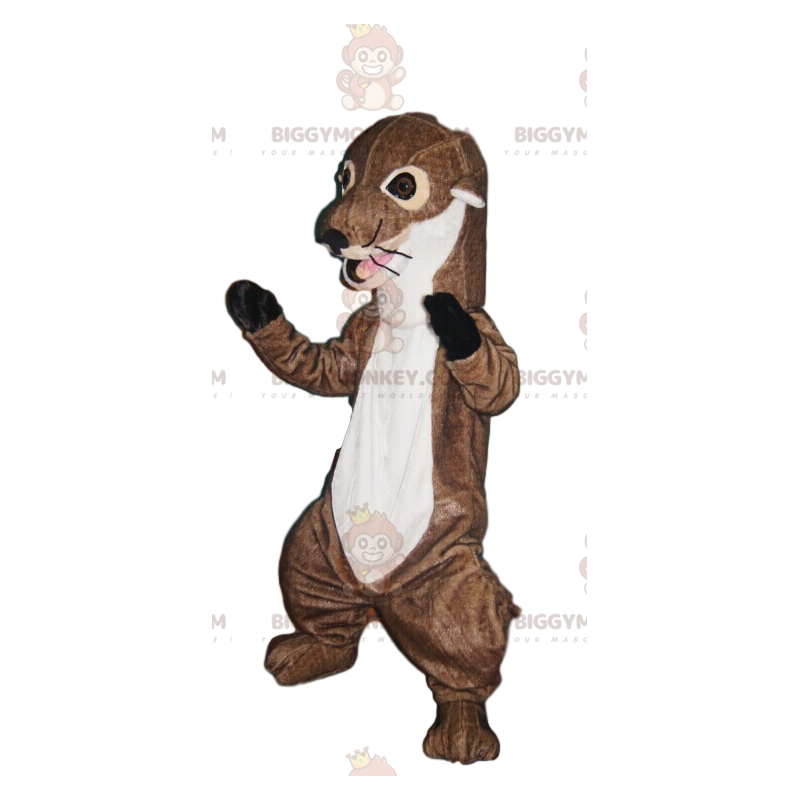 Brown and White Otter BIGGYMONKEY™ Mascot Costume. otter