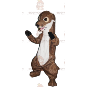 Brown and White Otter BIGGYMONKEY™ Mascot Costume. otter