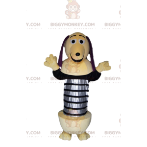 Dachshund BIGGYMONKEY™ mascot costume with a spring. dachshund